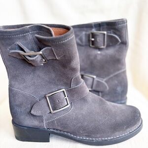 Frye Vicky Engineer Boot Frye Suede Moto Ankle Booties Size 6 Like New